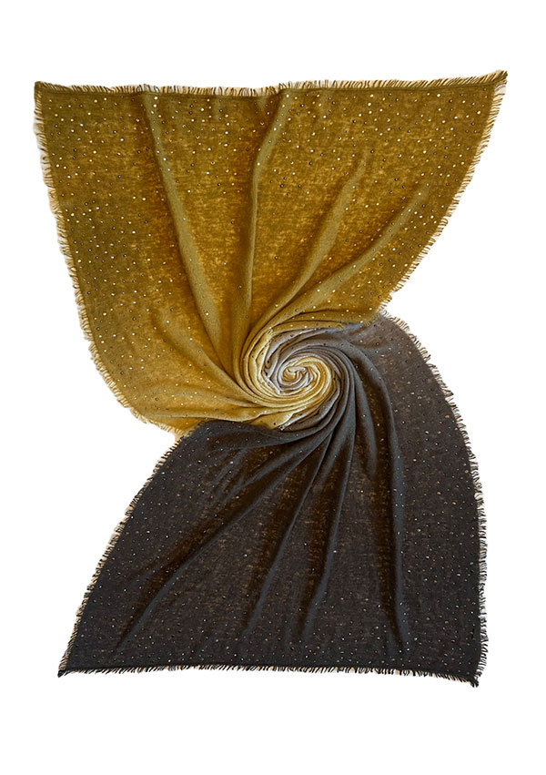 Hazel Cocoa Ombre Cashmere Crystal Shawl